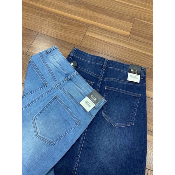 CHÂN VÁY JEANS NỮ PHOM DÀI QUA GỐI XẺ PHÍA SAU HAI MÀU ĐẬM VÀ NHẠT