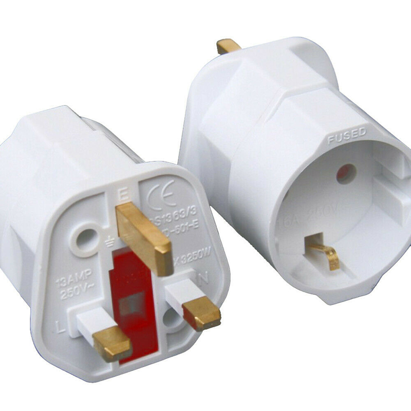 Adapter Chuyển Đổi Châu Âu 2 Pin Sang Uk 3 Chấu Eu Schuko Du Lịch