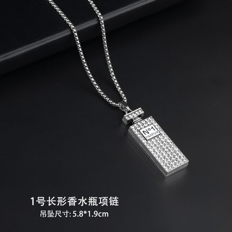 Dây Chuyền Thời Trang Phong Cách Hip Hop Hàn Quốc Cho Nữ 1 không. Dây Chuyền Mặt Hình Lọ Nước Hoa Đính Đá 5 Màu F724