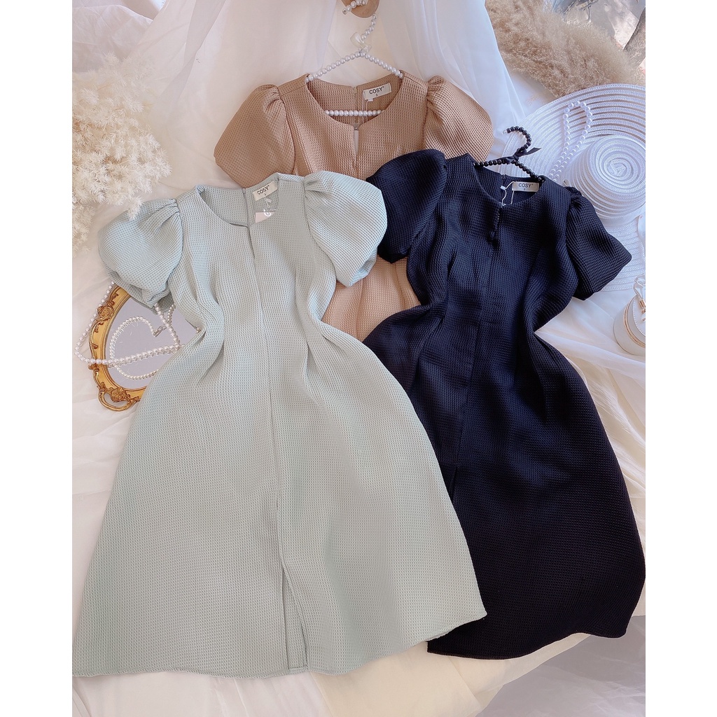Đầm dự tiệc xòe bồng cổ xẻ sang trọng Miena Dress [KÈM ẢNH THẬT]