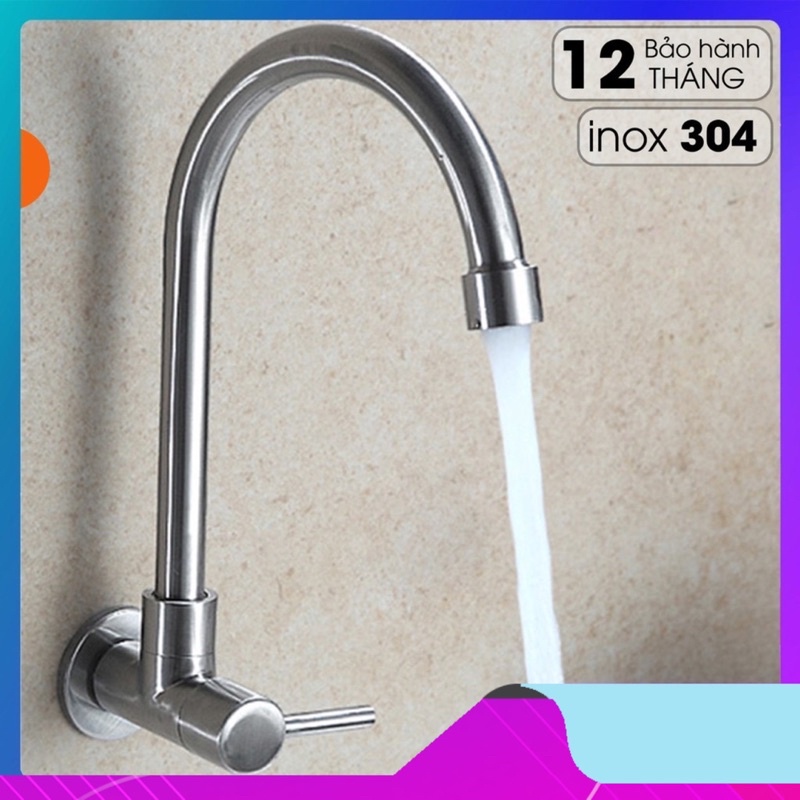 Vòi rửa chén - bát lạnh gắn tường cần cứng Inox 304 - INVALY-932