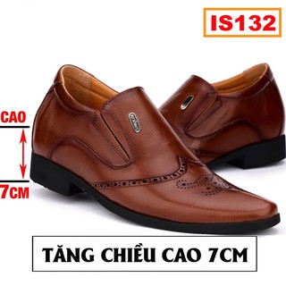 Giày Nam Công sở tăng chiều cao da bò ISHOESVN IS132 (tăng cao 7cm)