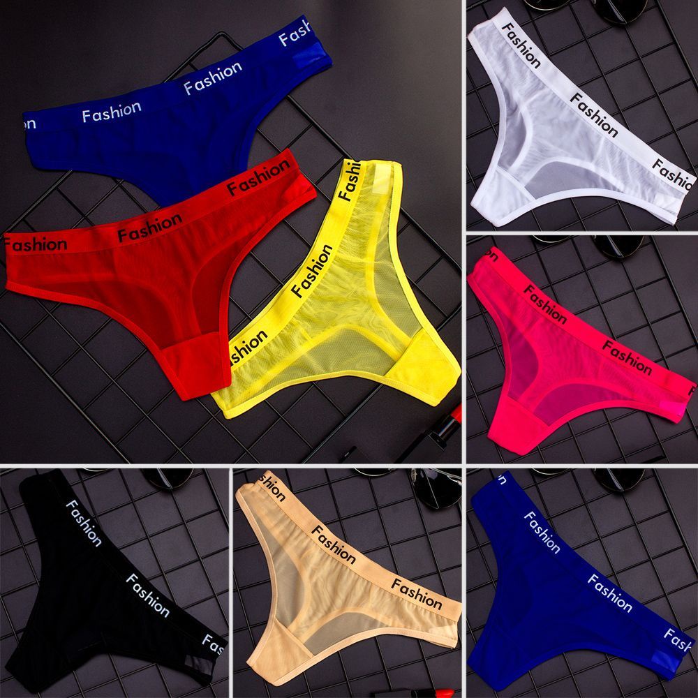 DORAW Fashion Mesh Briefs Sporty Style Transparent Women Underwear Sexy Lingerie Seamless Thongs Ladies Cotton Panties/Multicolor