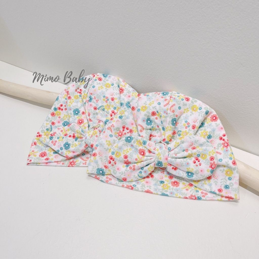 Mũ nón turban vải cotton họa tiết hoa nhí sắc màu dễ thương cho bé gái MTB169 Mimo Baby
