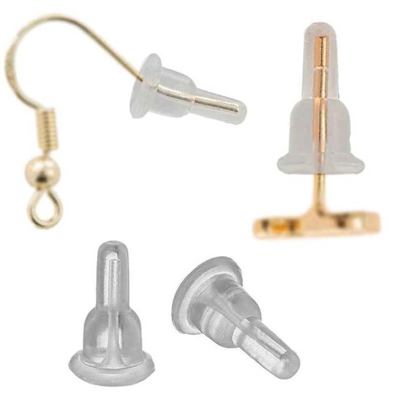 10 Nút Nhét Tai Bằng Silicone Trong Suốt 10x6mm Chống Dị Ứng
