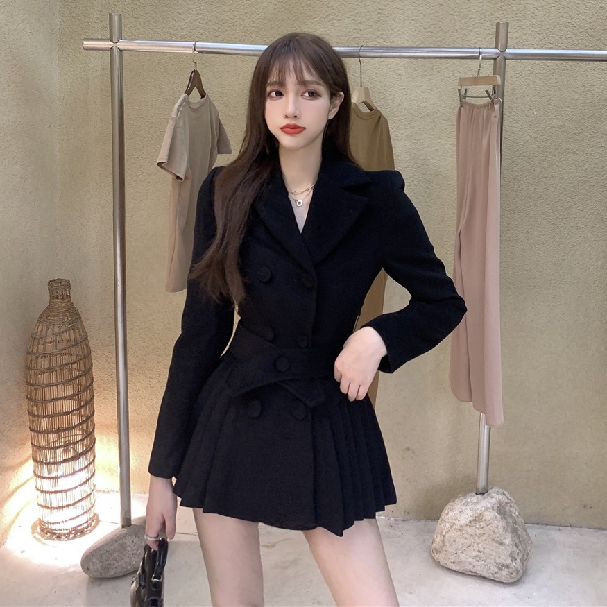 Đầm nữ dáng xòe mini tay dài thu đông Emilyshop