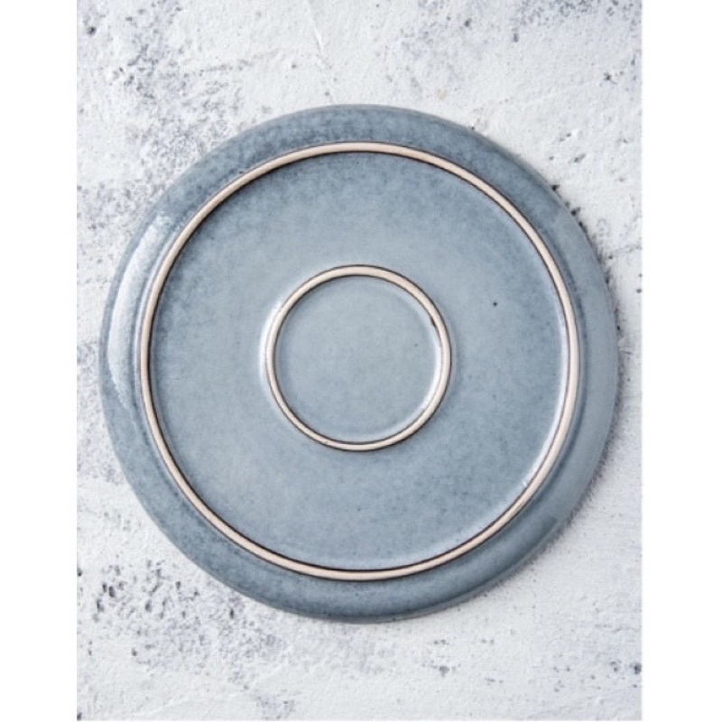 Đĩa tròn phẳng, Đĩa Ghi xám Bambi Blue phong cách Bắc Âu, đĩa sứ nhà hàng