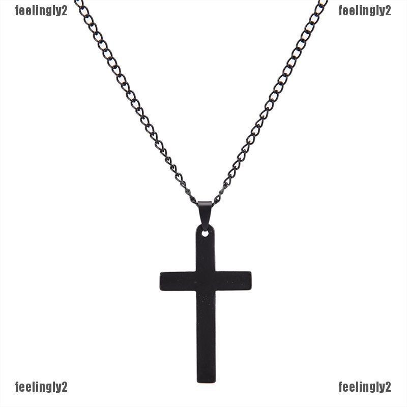 Chuỗi vòng cổ chữ thập màu đen bóng