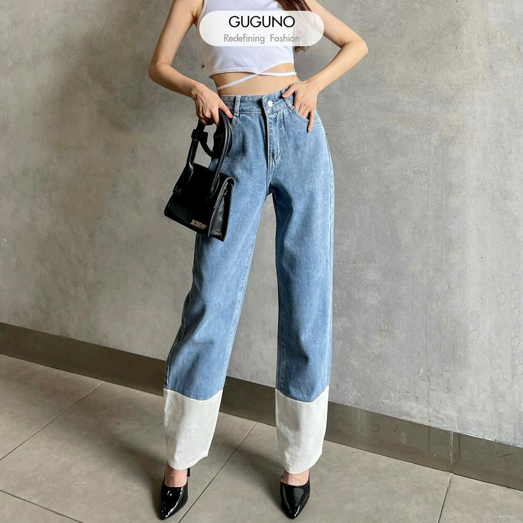Quần jeans nữ ống rộng GUGUNO