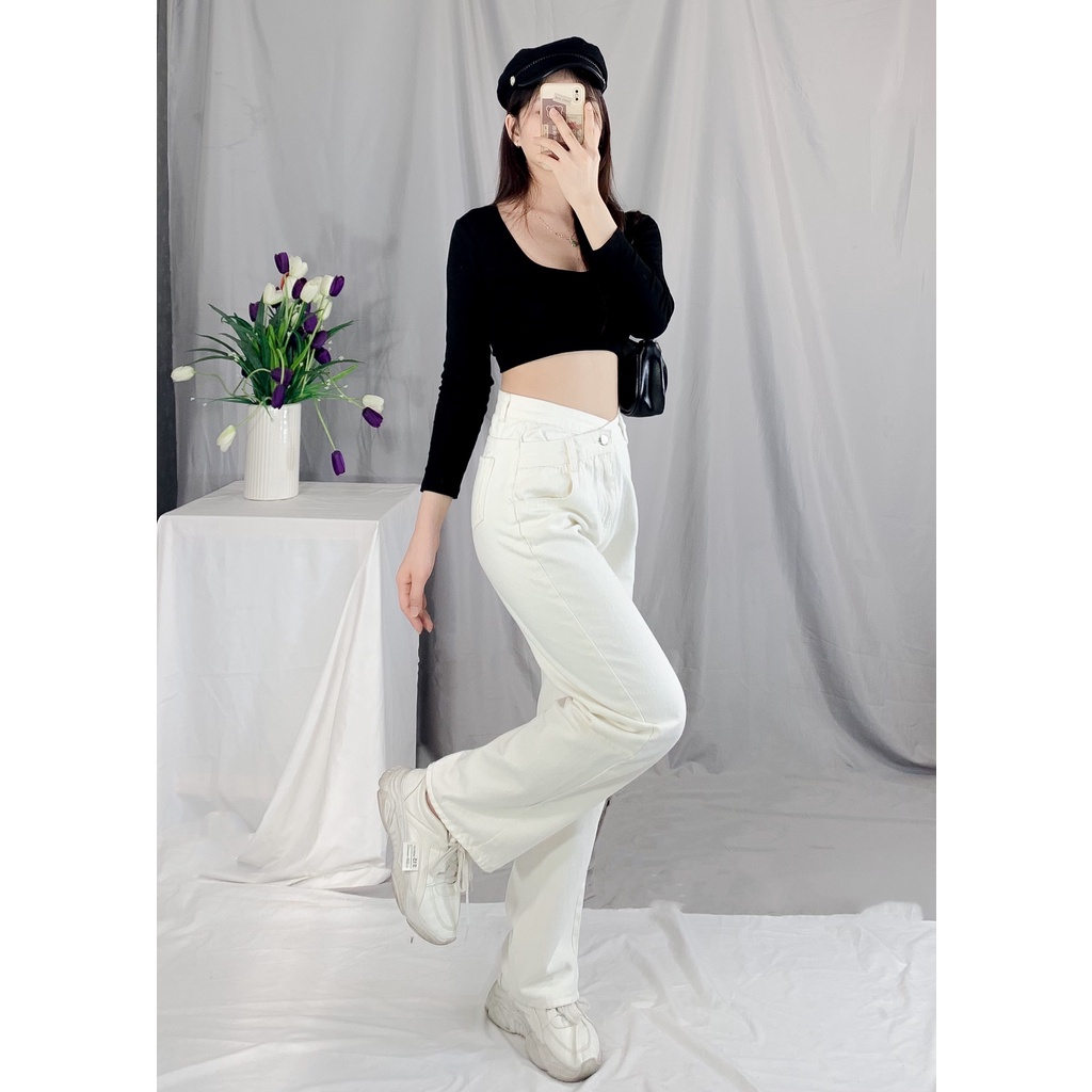 Quần Jeans Ống Rộng Xám - Quần Ống Rộng Nữ Dáng Suông Jeans Lưng Cao Ulzzang  Jeancapcheo