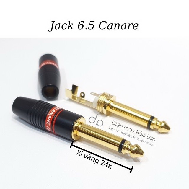 Jack 6.5mm Canare Made In Japan , Màu Đen , Đầu Jack Xi Vàng 24k