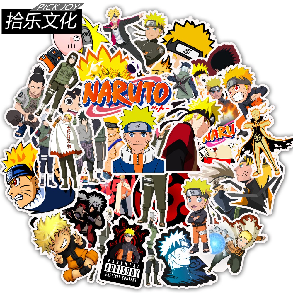 Set 50 nhãn dán trang trí graffiti kiểu phim hoạt hình Naruto