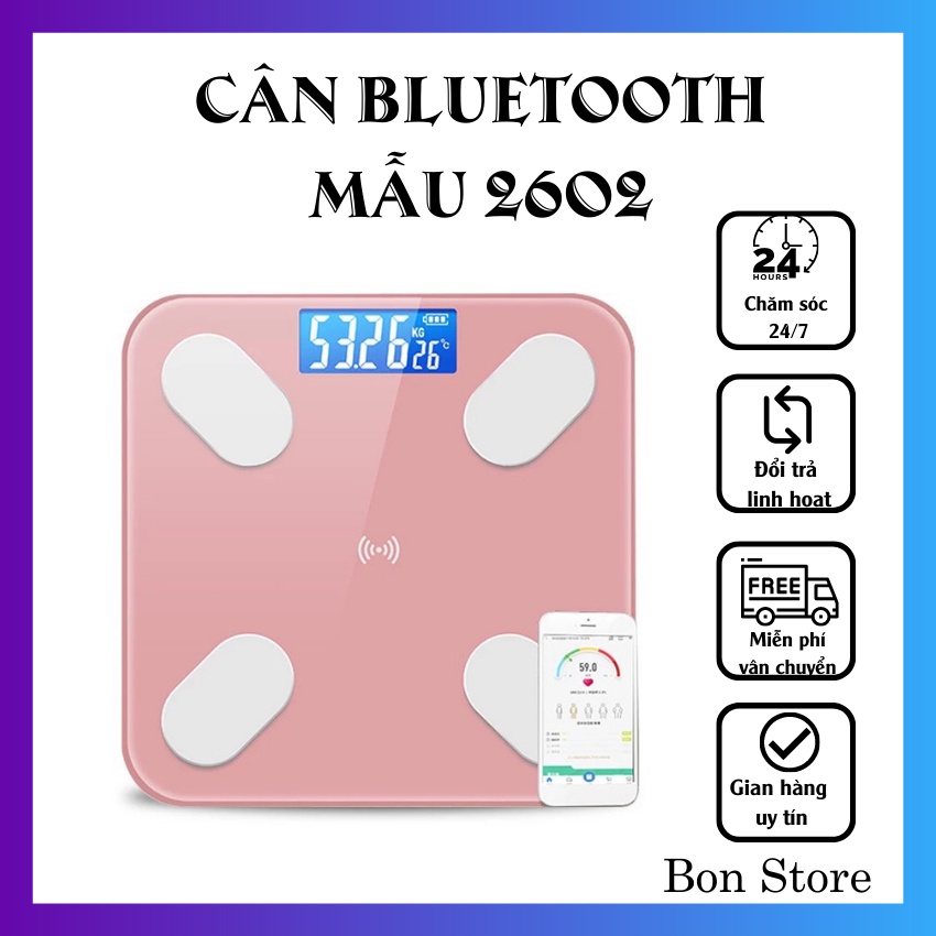 Cân Điện Tử Kết Nối Bluetooth, Đo Chỉ Số Sức Khỏe Kiểm Soát Ăn Uống, Hoạt Động Thể Thao, Cảm Biến Áp Suất/Bon Store7788