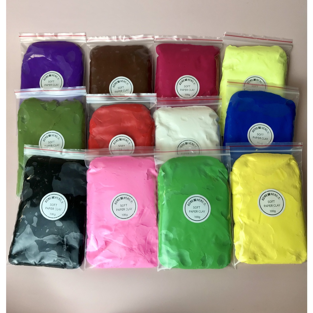 Đất sét tự khô, đất sét giấy, bột giấy Nhật Bản nhiều màu SOFT PAPER CLAY gói 100g - chuyên cho thợ