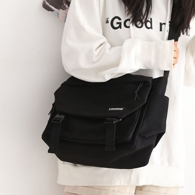 Túi đeo chéo đi học LIPIN vải thun mềm chống nước 2 lớp cực tốt | BigBuy360 - bigbuy360.vn