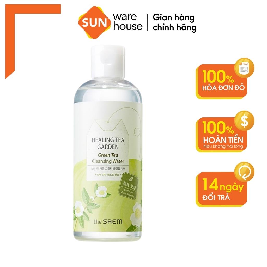 Nước Tẩy Trang Sạch Nhờn, Se Khít Lỗ Chân Lông Trà Xanh The Saem Healing Tea Garden Green Tea Cleansing Water 300ml