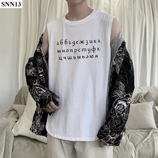 Áo Thun Ba Lỗ Nam In Họa Tiết Bảng Chữ Cái Ngược Cực Hot - SNN13