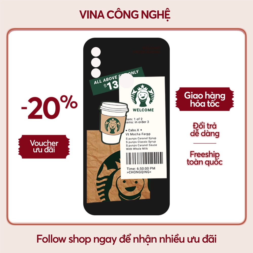 Ốp lưng Vsmart Joy 3/Joy 4/Star 3/Aris/....dẻo đen in hình Starbucks.