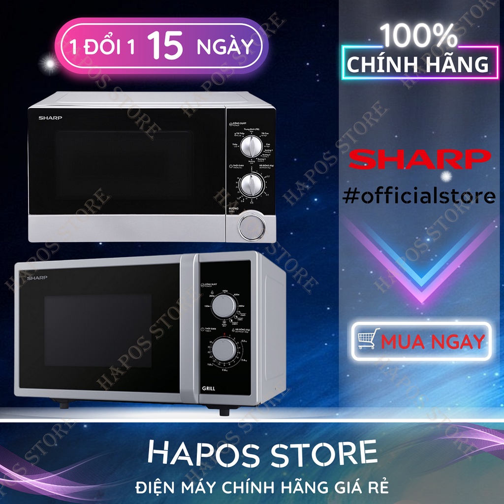 Lò vi sóng Sharp 23 Lít có nướng Viba 800W Nướng 1000W - Hàng Chính Hãng