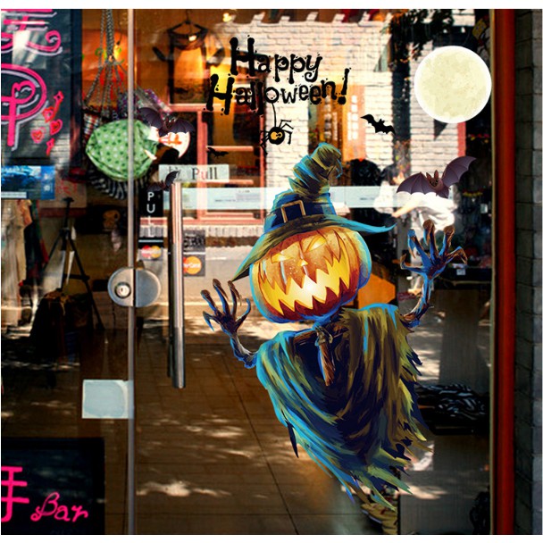 Decal trang trí tường - Người Rơm Qủy Halloween