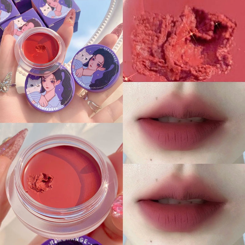 [Hàng mới về] Son lì Herorange chống thấm nước thiết kế hình mèo xinh xắn đáng yêu