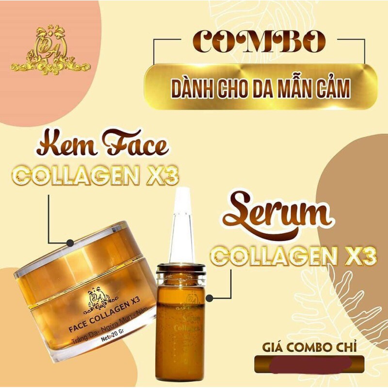 Combo Kem Face và Serum Collagen X3