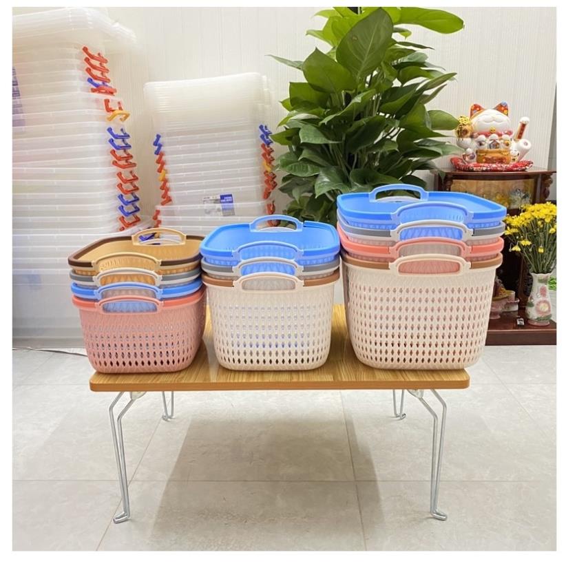 Giỏ bông nhựa có quai xách Matsu Duy Tân size trung