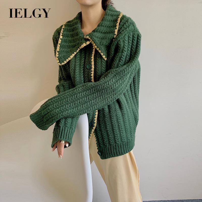 IELGY Áo Cardigan Mỏng Tay Dài Dáng Rộng Phong Cách Hàn Quốc Cổ Điển Cho Nữ