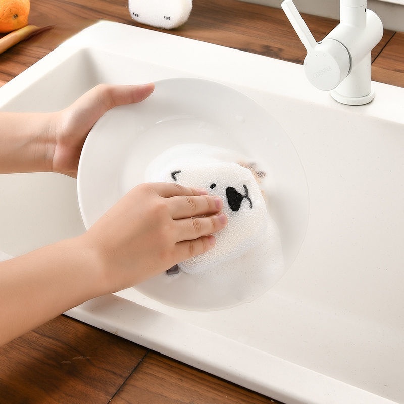 Miếng Xốp Rửa Chén Hình Gấu Hoạt Hình Phong Cách Nhật Bản