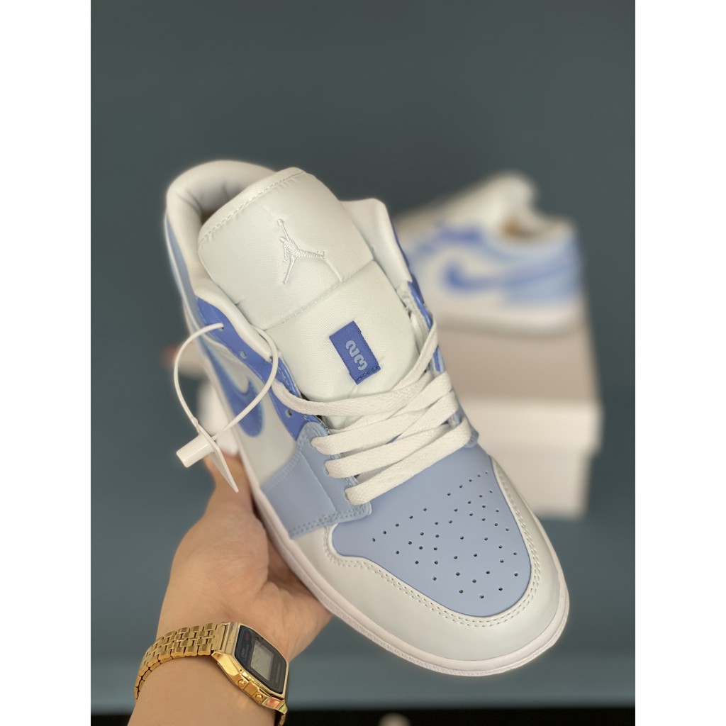 Giày thể thao nam nữ Jordan 1 Low SE Mighty Swooshers xanh đế họa tiết mắt fullbox, Giày sneaker nam nữ da nhăn