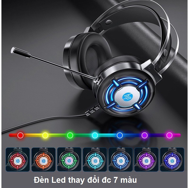 Tai Nghe Máy Tính Có Mic Gaming Led Rgb Headphone Chụp Tai HP H120G Tai Nghe Laptop Nghe Nhạc Chơi Game Có Dây