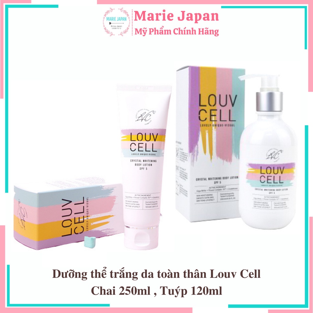 Dưỡng thể Louv Cell dưỡng trắng mềm mịn da Crystal Whitening Body Lotion