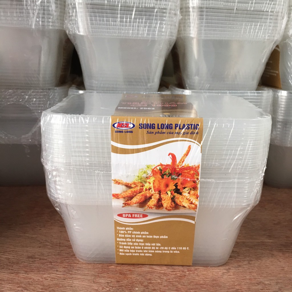 Combo 10 hộp đựng thực phẩm Song Long Plastic [Dung Tích 1000 - 750ml - 500ml]