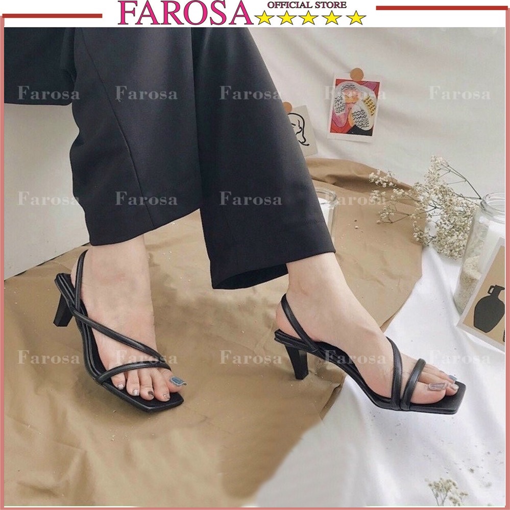 Dép sandal quai chéo nữ FAROSA gót nhọn 7 cm cách điệu tinh tế - E28