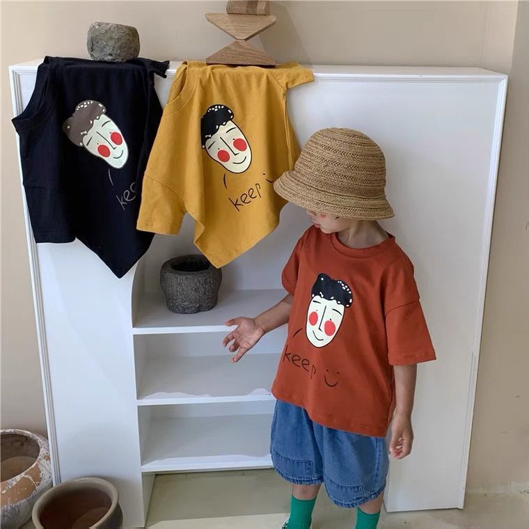 Áo Thun 100% Cotton Tay Ngắn Dáng Rộng In Họa Tiết Hoạt Hình Thời Trang Mùa Hè Hàn Quốc