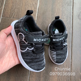 Giày auth cho bé hoạ tiết mickey muối tiêu dáng thể thao quai dán bốn mùa đẹp