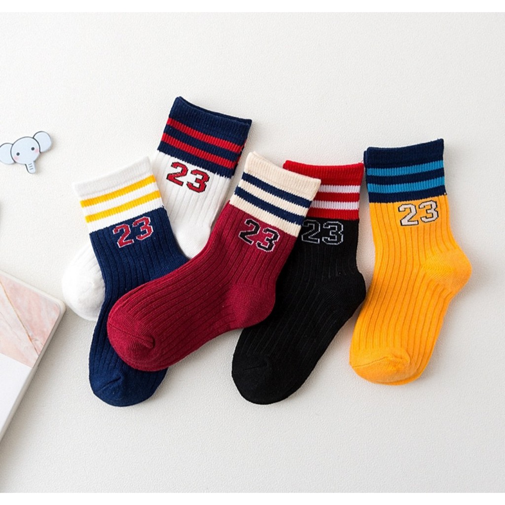 Set 5 đôi tất, vớ trẻ em cao cổ Kids Sock cao cấp mix màu xinh xắn size 0 - 8 tuổi