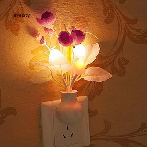 Đèn LED cảm ứng thiết kế hoa tulip lãng mạn dùng trang trí phòng ngủ
