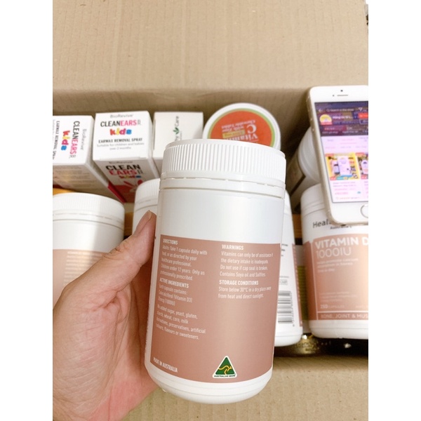 Viên uống bổ sung Vitamin D3 1000IU Healthy Care - Hàng Úc Nội địa hỗ trợ hấp thụ canxi , tăng đề kháng