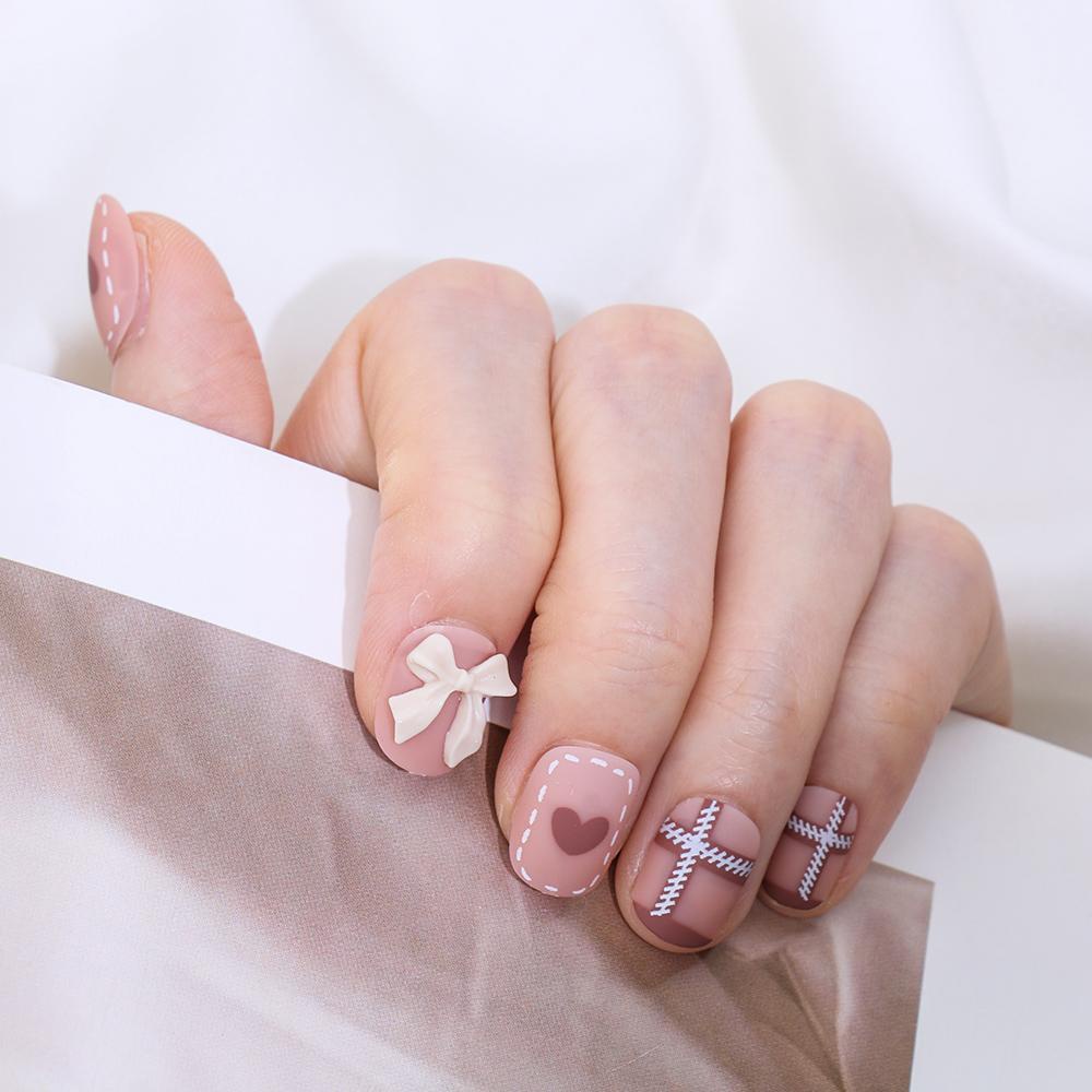 Bộ Móng Tay Giả Ngắn Che Phủ Toàn Diện Thời Trang