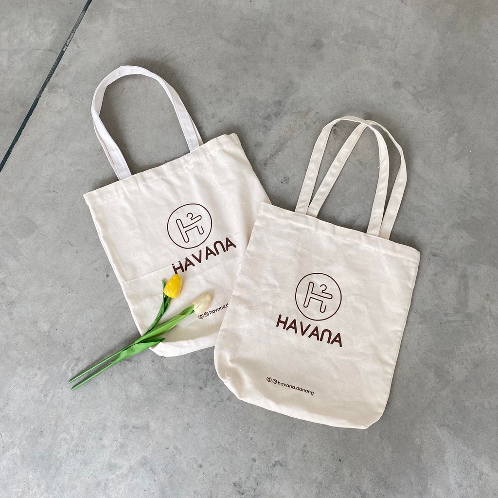 Túi tote vải canvas phong cách basic, túi vải đeo vai