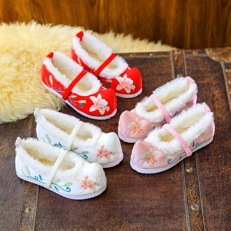 Giày Búp Bê Thêu Hoa Phong Cách Trung Hoa Cổ Điển Cho Bé Gái