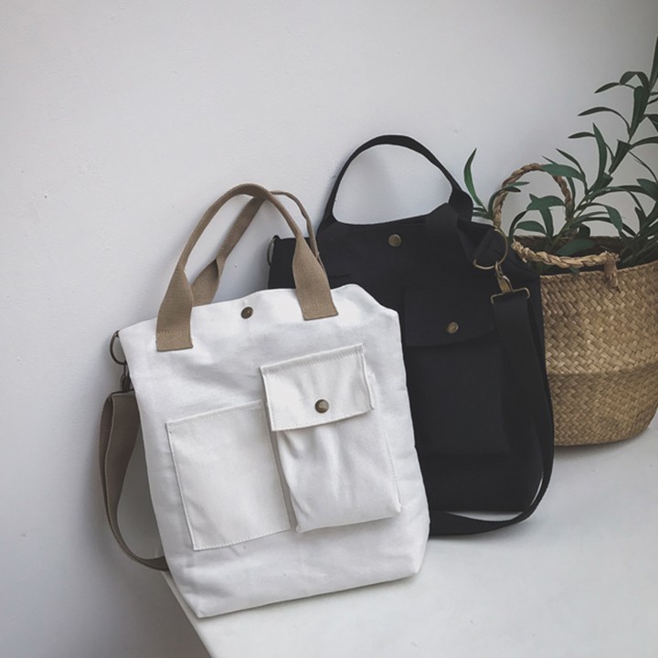 Túi tote vải canvas nhiều ngăn phong cách cá tính-TNX132