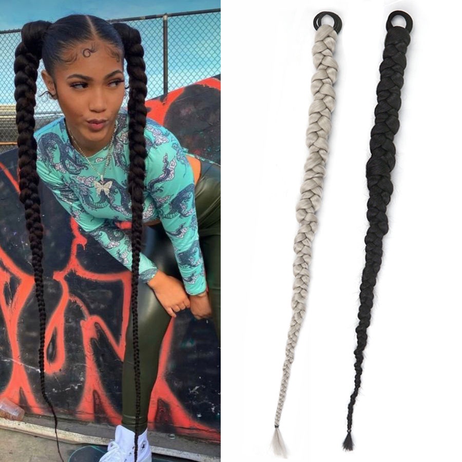 Bán Chạy!F &amp; X Tóc Giả Thắt Bím Đuôi Ngựa Dài Phong Cách Âu Mỹ Tập Đấm Bốc Thời Trang Catwalk