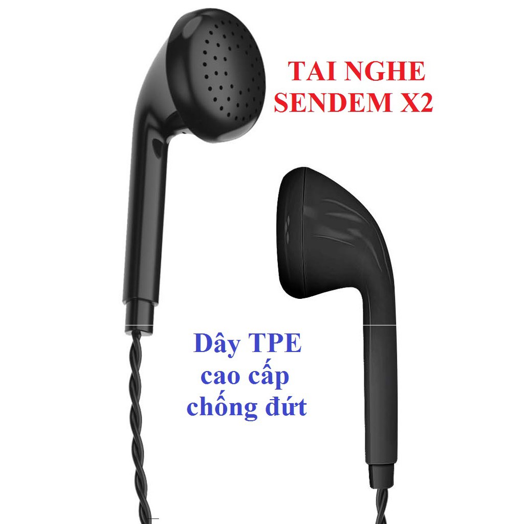 Tai nghe nhét tai Sendem X2 dây TPE xoắn ốc chống đứt âm thanh nghe rất ấm