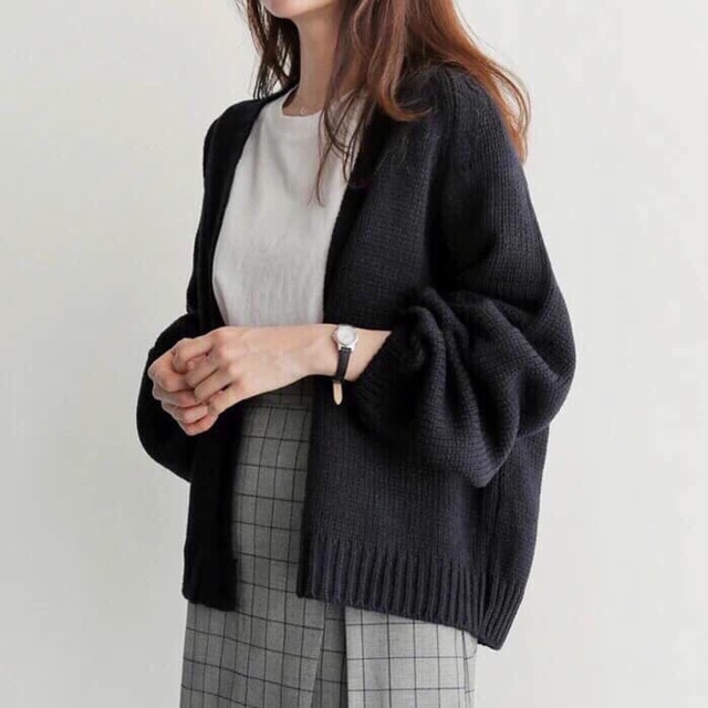 Áo Khoác Len Trơn Cardigan Nữ Dáng Rộng Phong Cách Hàn Quốc
