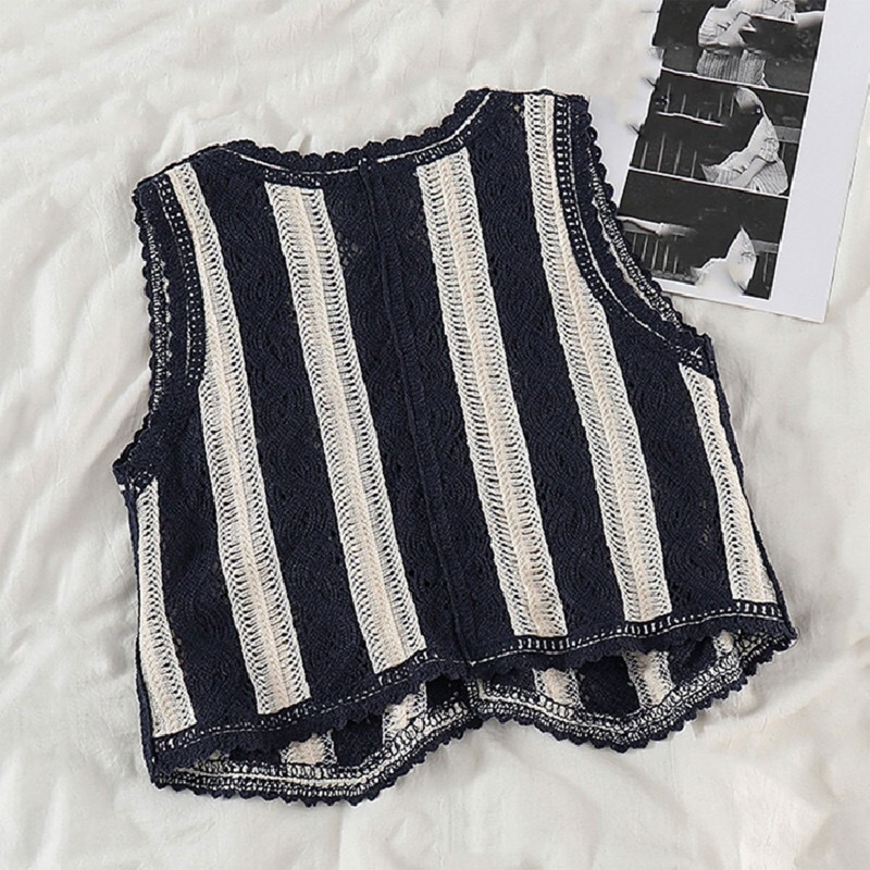 Áo Khoác Cardigan Dệt Kim Không Tay Cổ Chữ V Thêu Hoa Phối Màu Sắc Tương Phản Thời Trang Mùa Xuân Cho Nữ