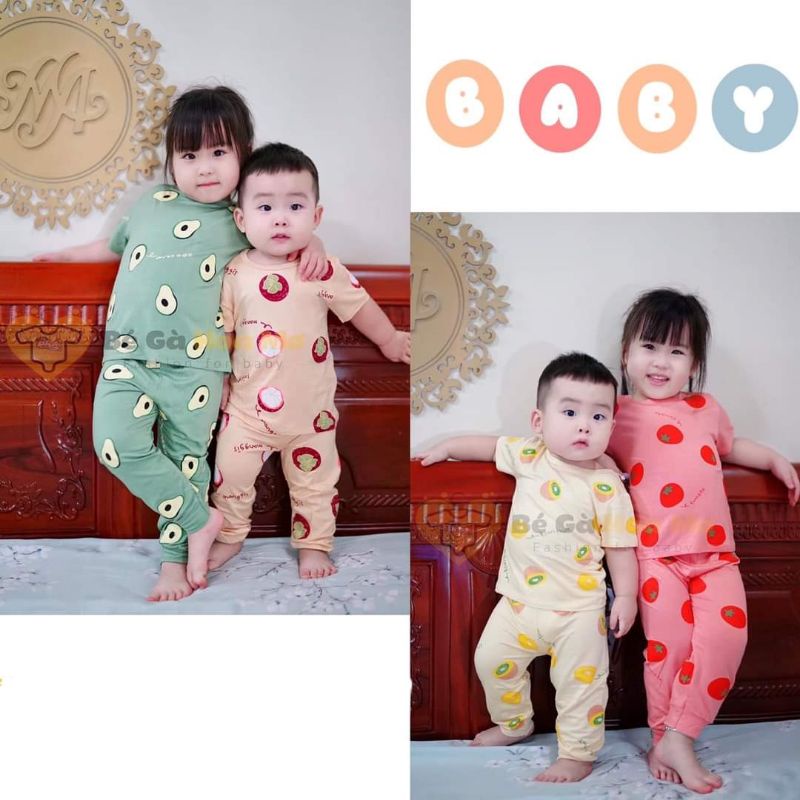 Bộ tay ngắn quần dài in trái cây thun lạnh Minky Mom cho bé trai bé gái