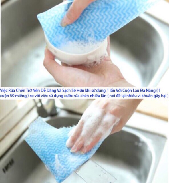 Cuộn Giấy Vải Lau Đa Năng Tiện Dụng (50 Tờ)