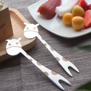 Nĩa ăn trái cây cho Bé hình hươu cao cổ bằng thép không gỉ đáng yêu